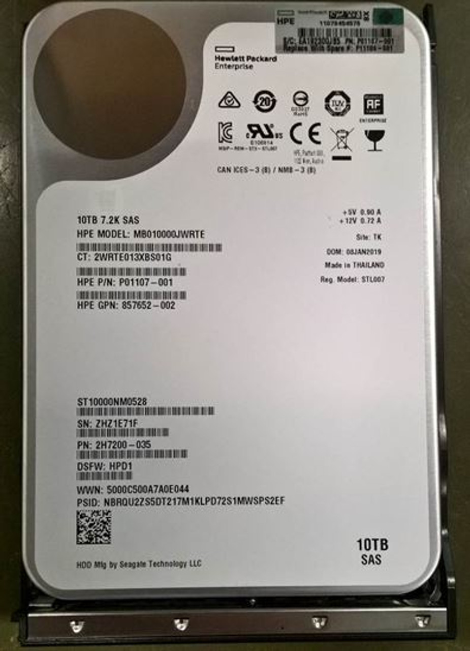 HPE P09149-B21 10TB 7200RPM 3.5in DS SAS-12G LP Midline G10