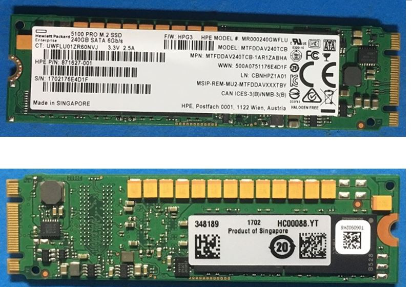 HPE 871627-001 240GB DS SATA-6G Mixed Use M.2 2280 G9 G10 SSD
