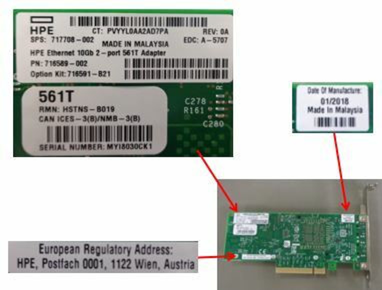 HPE 716589-001 Ethernet 10Gb Dual Port 561T Network Adapter