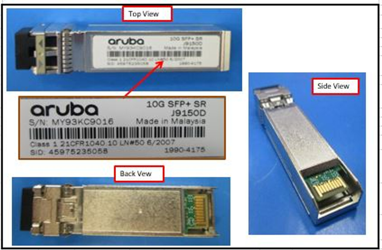 HPE Aruba J9150D 10G SFP+ LC SR 300m MMF Transceiver Module