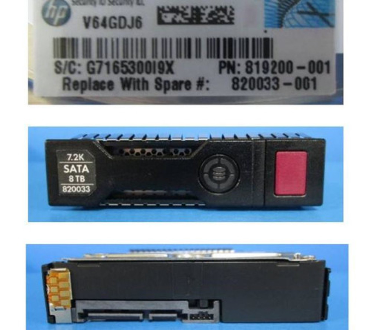 HPE 820033-001 8TB 7200RPM 3.5in DS SATA 6G SC Midline G9