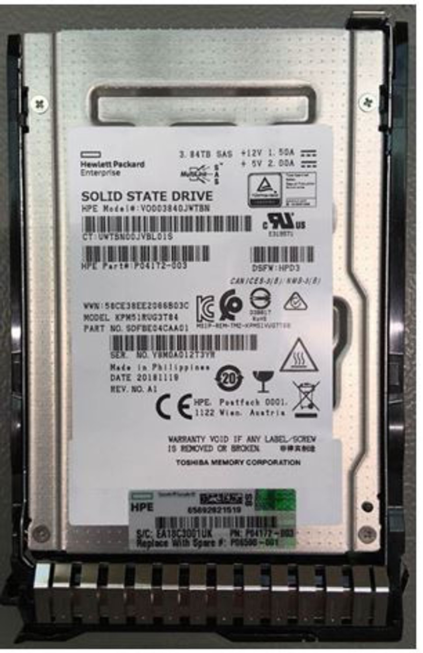 HPE P06598-001 3.84TB 2.5in DS SAS 12G SC Read Intensive G9 G10 SSD