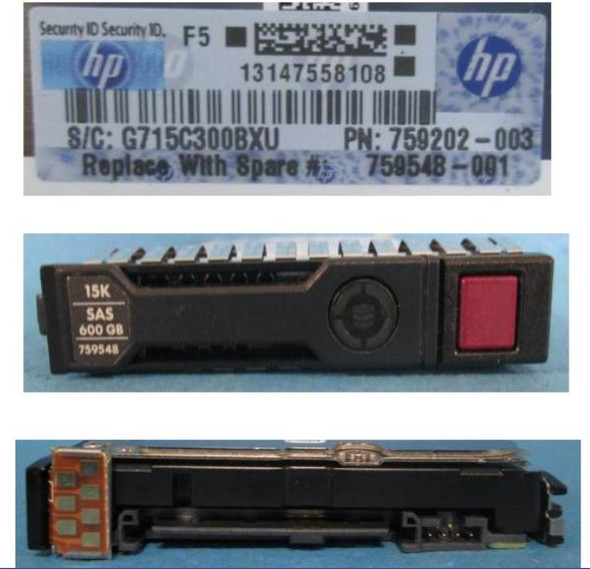 HPE 759548-001 600GB 15000RPM 2.5inch SFF SAS-12Gbps SmartDrive Carrier Hot-Swap Enterprise Hard Drive for ProLiant Gen8 Gen9 Gen10 Servers (Brand New with 3 Years Warranty)