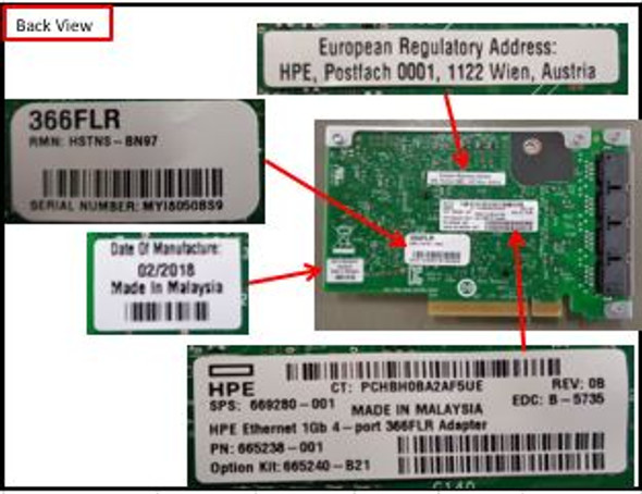 HPE 366FLR 669280-001 1Gb 4-Port PCIe 2.1 Network Adapter