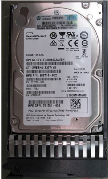 HPE 873010-B21 600GB 10000RPM 2.5inch SFF Dual Port SAS-12Gbps Enterprise Hard Drive for ProLiant Gen1 to Gen7 Servers (New Bulk Pack with 90 Days Warranty)