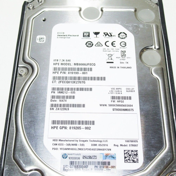その他 smb HPE 819199-001-LP 8TB 7200RPM 3.5in DS SAS-12G Midline G9