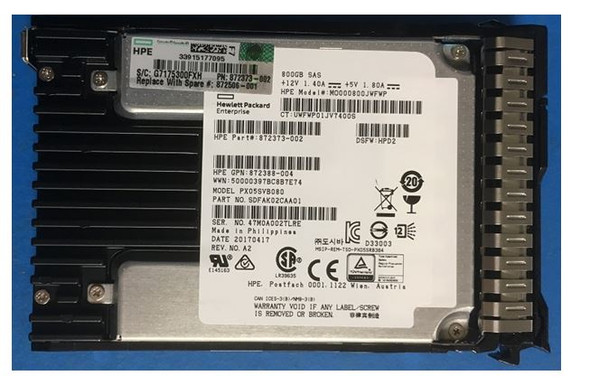 HPE 872373-002-SC 800GB 2.5inch SFF Digitally Signed Firmware SAS-12Gbps Mixed Use Solid State Drive for ProLiant Gen9 Gen10 Servers (Brand New with 3 Years Warranty)