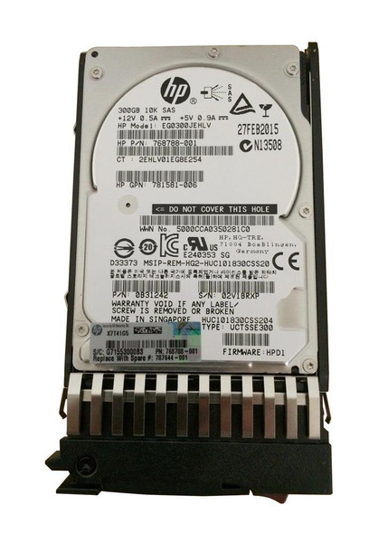 HPE 787677-001 300GB 10000RPM 2.5inch SFF Dual Port SAS-12Gbps Enterprise Hard Drive for Modular Storage Array 1040/2040 SAN Storage (Refurbished - Grade A with 30 Days Warranty)