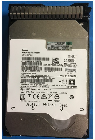 HPE 882397-001 12TB 7200RPM 3.5in DS SAS-12G SC Midline G9 G10 HDD