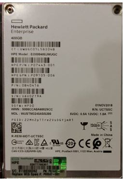 HPE 868649-001-SC 400GB 2.5in DS SAS-12G Write Intensive G9 G10