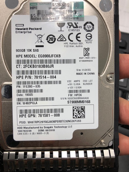 HPE EG0900JEHMB-SC 900GB 10kRPM 2.5in SAS-12G Enterprise G8 G9 HDD