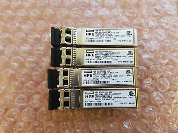 HPE 876144-001 10Gbps Short Range iSCSI SFP+ 4-pack Transceiver Module for Modular Smart Array 2040 SAN Storage (Brand New with 3 Years Warranty) HPE 876144-001 10Gbps Short Range iSCSI SFP+ 4-pack Transceiver Module for Modular Smart Array 2040 SAN Storage (Brand New with 3 Years Warranty)