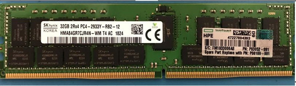 HPE P00924-B21 32GB (1x32GB) Dual Rank x4 PC4-2933Y-R DDR4-2933MHz CL21 (CAS-21-21-21) ECC Registered RDIMM Smart Memory Kit for ProLiant Gen10 Servers (New Sealed Spare with 1 Year Warranty)