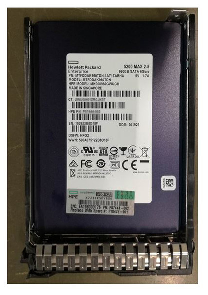 HPE 875474-B21 960GB 2.5in DS SATA-6G SC Mixed Use G9 G10 SSD