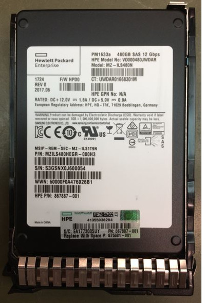 HPE 875311-B21 480GB 2.5in DS SAS-12G SC Read Intensive G9 G10 SSD