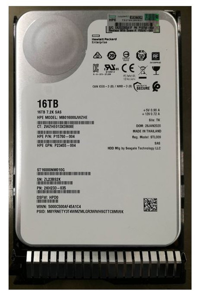 HPE P23863-B21 16TB 7200RPM 3.5in SAS-12G SC Business Critical G10