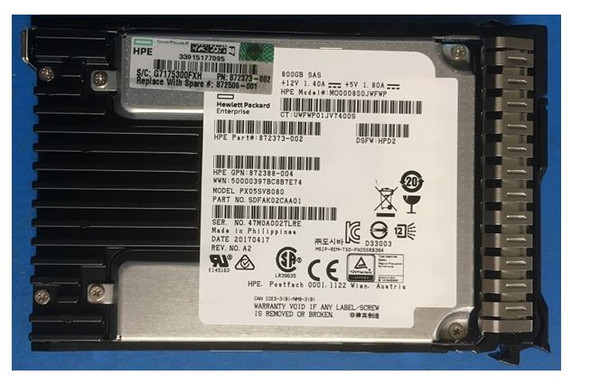 HPE 872376-B21 800GB 2.5inch SFF Digitally Signed Firmware SAS-12Gbps SC Mixed Use Solid State Drive for ProLiant Gen9 Gen10 Servers (Brand New with 3 Years Warranty)