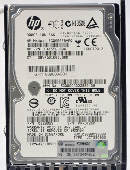 HPE MSA C8S59A 900GB 10kRPM 2.5in SAS-6G Enterprise HDD, Wholesale