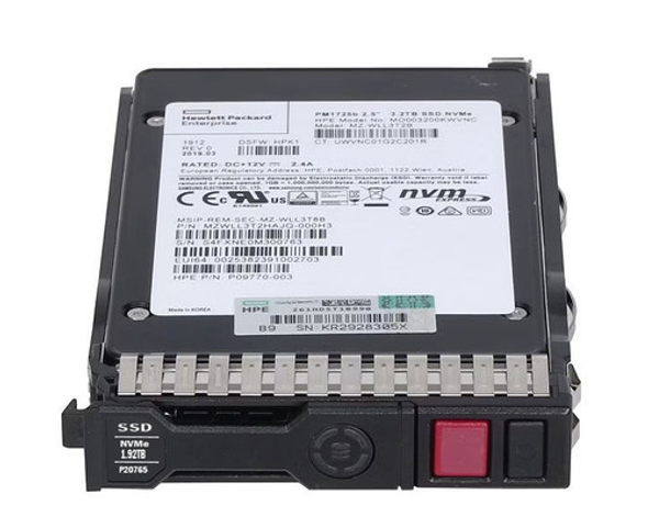 HPE P20765-001 1.92TB 2.5inch Small Form Factor TLC Digitally Signed Firmware NVMe U.3 PCIe x4 High Performance SCN Read Intensive Solid State Drive for ProLiant G8 G9 G10 Servers (New Bulk Pack With 90 Days Warranty - ETA 3 Weeks)