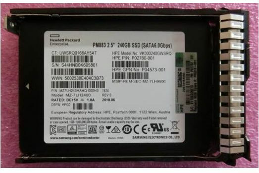 【ほぼ新品】SSD480GB① 0時間 HPE P02760-001-SC 240GB 2.5in DS SATA-6G Read Intensive G9 G10 SSD
