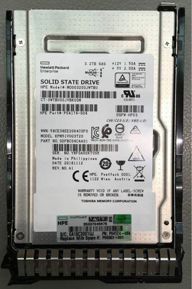 HPE P04174-004-SC 3.2TB 2.5inch SFF MLC Digitally Signed Firmware SAS-12Gbps Smart Carrier Mixed Use Solid State Drive for ProLiant Gen9 Gen10 Servers (Brand New with 3 Years Warranty)