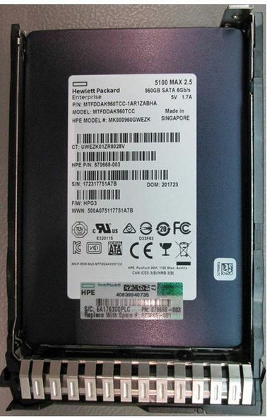HPE 875474-B21 960GB 2.5in DS SATA-6G SC Mixed Use G9 G10 SSD