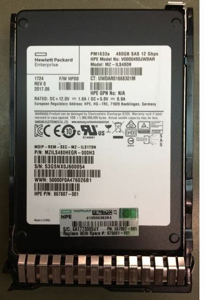 HPE 875311-B21 480GB 2.5in DS SAS-12G SC Read Intensive G9 G10 SSD