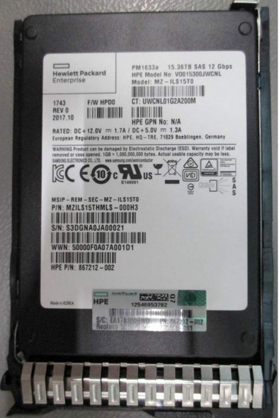 HPE 870148-X21 15.3TB 2.5inch SFF Digitally Signed Firmware SAS-12Gbps Smart Carrier Read Intensive Solid State Drive for ProLiant Gen9 Gen10 Servers (Refurbished with 30 Days Warranty)