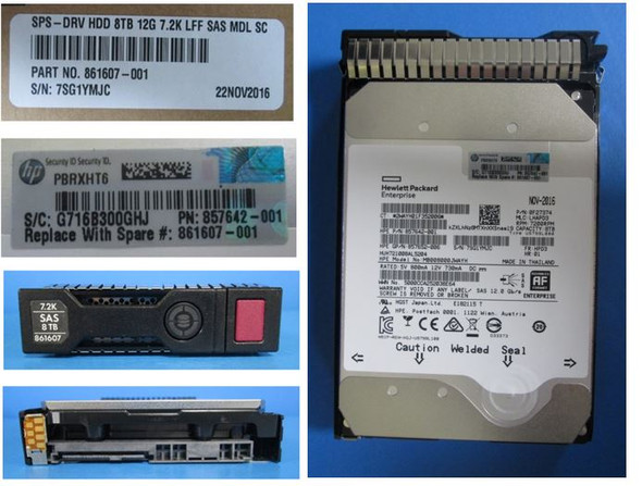 HPE 857652-006-SC 8TB 3.5inch LFF 7200RPM Digitally Signed Firmware SAS-12Gbps Smart Carrier Midline Hard Drive for ProLiant Gen9 Gen10 Servers (Brand New in Factory Sealed Box with 3 Years Warranty)