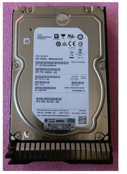 HPE 861759-002 6TB 7200RPM 3.5in DS SATA-6G SC Midline G9 G10 HDD