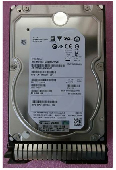 HPE 861756-X21 4TB 7200RPM 3.5inch LFF Digitally Signed Firmware SAS-12Gbps Smart Carrier Midline Hard Drive for ProLiant Gen9 Gen10 Servers (New Bulk Pack with 90 Days Warranty)