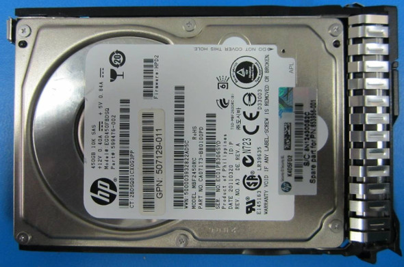 HPE 693569-002-SC 450GB 10000RPM 2.5inch SFF Dual Port SAS-6Gbps Smart Carrier Enterprise Hard Drive for ProLiant Gen8 Gen9 Servers (Refurbished - Grade A with 30 Days Warranty)