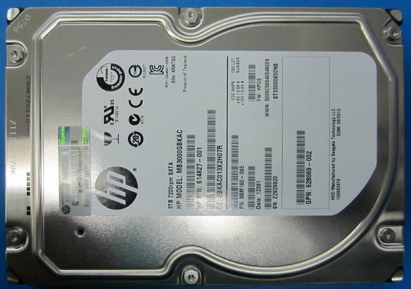 HPE 628069-002 3TB 7200RPM 3.5inch LFF SATA-6Gbps Midline Hard Drive for ProLiant Gen8 Gen9 Gen10 Servers (Refurbished - Grade A with 30 Days Warranty)