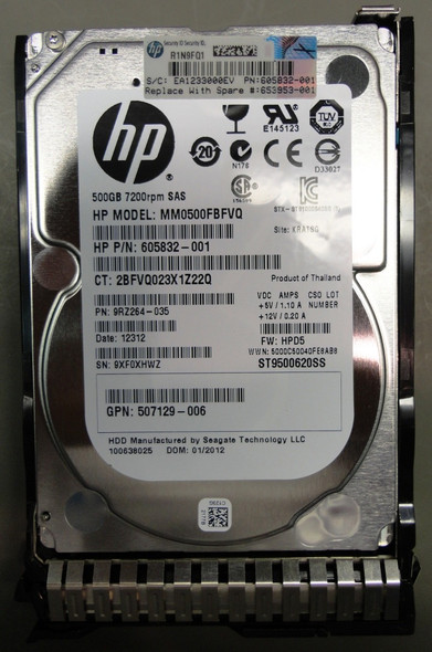 HPE MM0500FBFVQ-SC 500GB 7200RPM 2.5inch SFF Dual Port SAS-6Gbps Smart Carrier Midline Hard Drive for ProLiant Gen8 Gen9 Gen10 Servers (Refurbished - Grade A with 30 Days Warranty)