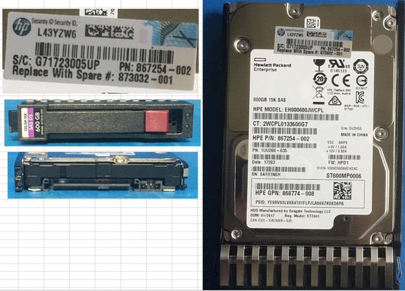 HPE 873032-001 600GB 15kRPM 2.5in DS SAS-12G Enterprise G4-G7 HDD