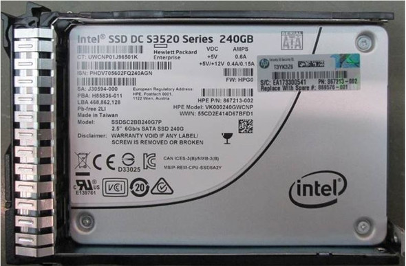 HPE 875652-001 240GB 2.5in DS SATA-6G SC Read Intensive G9 G10 SSD