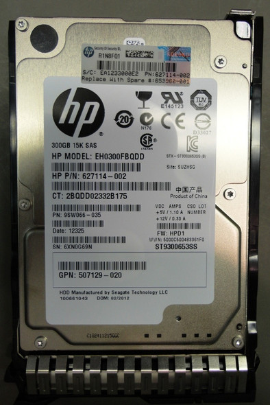 HPE 652611-B21 300GB 15kRPM 2.5in SAS-6G SC Enterprise G8 G9 HDD