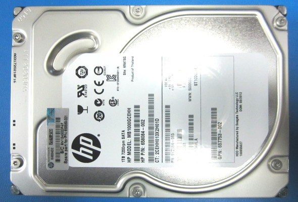 HPE 657749-001 1TB 7200RPM 3.5inch LFF SATA-6Gbps Midline Hard Drive for ProLiant Gen9 Gen10 Servers (Refurbished - Grade A with 30 Days Warranty)