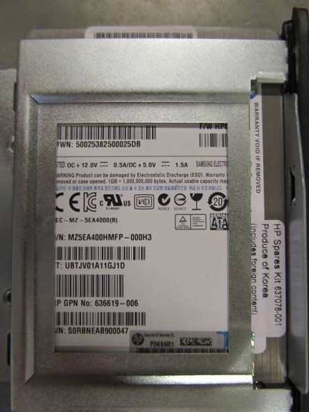 HPE 637078-001 400GB 3.5inch LFF SATA-3Gbps Enterprise Mainstream Solid State Drive for ProLiant Gen4 to Gen7 Servers (Refurbished - Grade A with 30 Days Warranty)