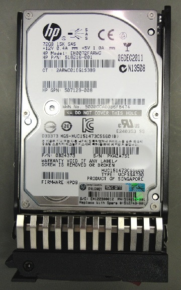 HPE 512544-003 72GB 15kRPM 2.5in SAS-6G Enterprise G4-G7 HDD