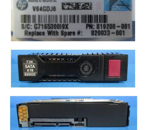 HPE 819200-001-SC 8TB 7200RPM 3.5in DS SATA 6G Midline G9 G10 HDD