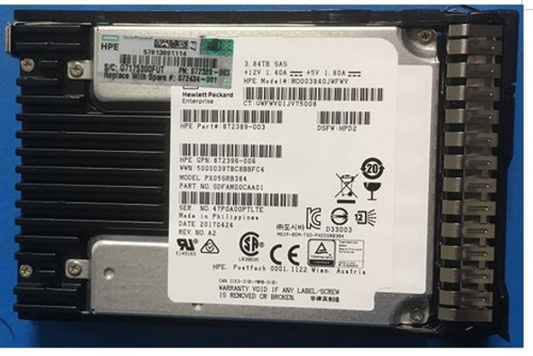 HPE MO003840JWFWV-SC 3.84TB 2.5in DS SAS-12G Read Intensive G9 G10