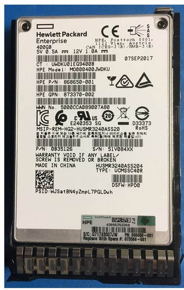 HPE 868650-001-SC 400GB 2.5inch SFF Digitally Signed Firmware MLC SAS-12Gbps Smart Carrier Mixed Use Solid State Drive for ProLiant Gen9 Gen10 Servers (Refurbished - Grade A with 30 Days Warranty)