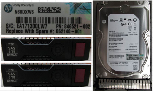HPE 846521-002-SC 6TB 7200RPM 3.5in DS SAS-12G Midline G9 G10 HDD