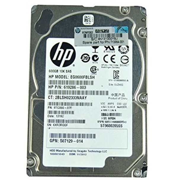 HPE 619286-003 600GB 10000RPM 2.5inch Small Form Factor Dual Port SAS-6Gbps Hot-Swap Enterprise Hard Drive for ProLiant Generation1 to Generation7 Servers (30 Days Warranty)