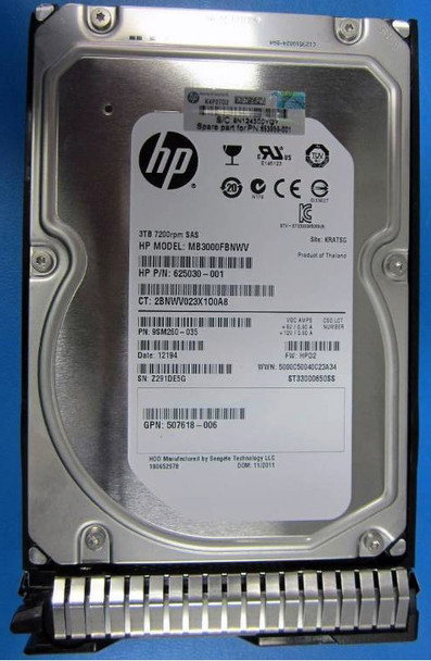 HPE 507618-006 3TB 7200RPM 3.5inch LFF SAS-6Gbps Dual Port SC Midline Hard Drive for ProLiant Gen8 Gen9 Servers (New Sealed Spare with 1 Year Warranty)