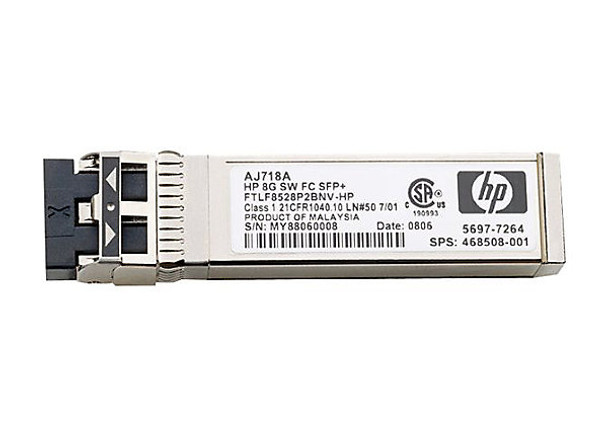HPE AJ718A 8Gbps Short Wave Fibre Channel SFF SFP+ 1 Pack Transceiver Module (Grade A with 90 Days Warranty)