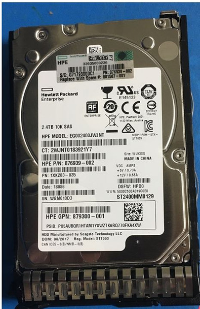 HPE 876939-002-SC 2.4TB 10000RPM 2.5inch SFF Digitally Signed Firmware SAS-12Gbps Enterprise Hard Drive for ProLiant Gen9 Gen10 Servers (Brand New with 3 Years Warranty)