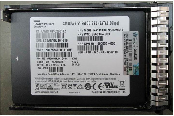 HPE 866614-003-SC 960GB 2.5in DS SATA-6G Mixed Use G9 G10 SSD