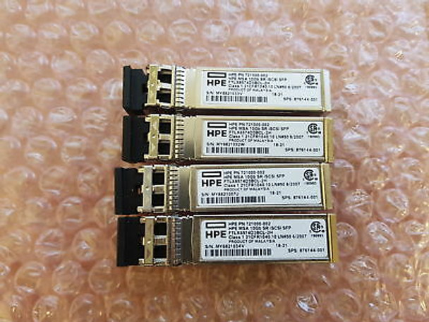 HPE 721000-002 10Gbps Short Range iSCSI SFP+ 4-pack Transceiver Module for Modular Smart Array 2040 SAN Storage (Brand New with 3 Years Warranty)